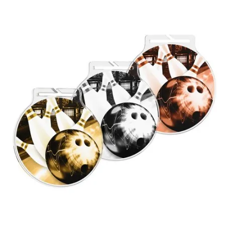 Akrylátová medaile MDAR60M08 | Bowling Barva: stříbro, Stuha: ST5