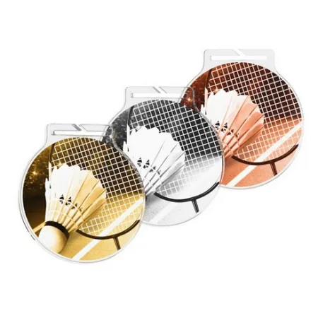 Akrylátová medaile MDAR60M09 | Badminton Barva: zlato, Stuha: ST2