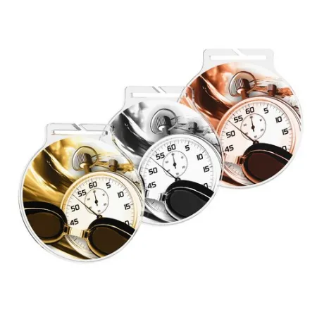 Akrylátová medaile MDAR60M10 | Plavání Stuha: ST19, MD průměr: 6