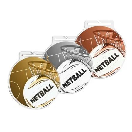 Akrylátová medaile MDAR60M17 | Netball Barva: stříbro, Stuha: ST6