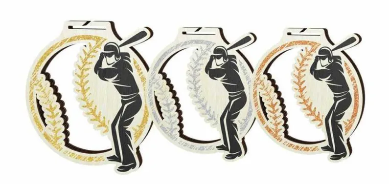 Medaile MDAW004M07 | Baseball Průměr cm: 7, Stuha: ST8