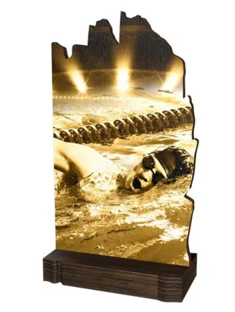 Dřevěná plaketa WPLAR02M11 | Plavání Výška cm: 12,5