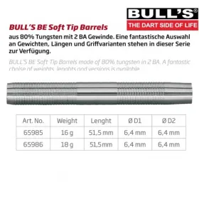 Bull's Šipky Soft Tip Barrels BE27 - 18g - 65986