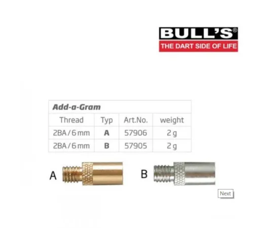 Bull's ADD - A - Gram - závaží - 2g - stříbrné