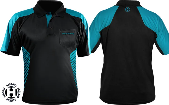 Harrows Košile Vivid - Black & Aqua Blue - 4XL