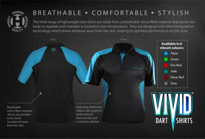 Harrows Košile Vivid - Black & Aqua Blue - 4XL